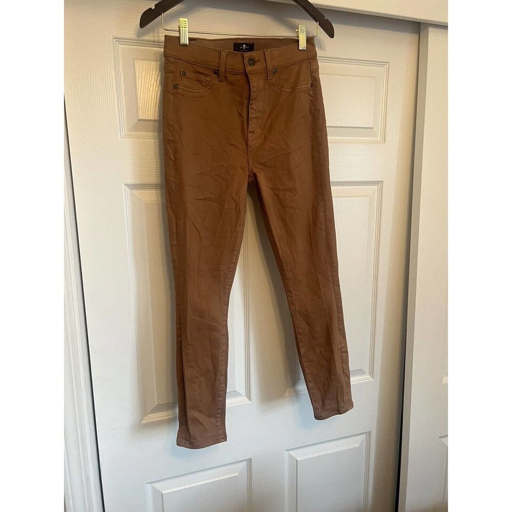 7 for All Mankind coated skinny jeans camel size 26
